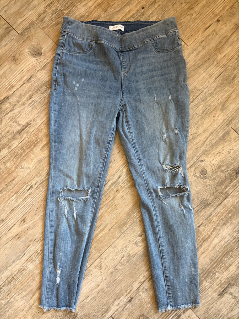 Lane Bryant Light Wash Ripped Ankle Jeans